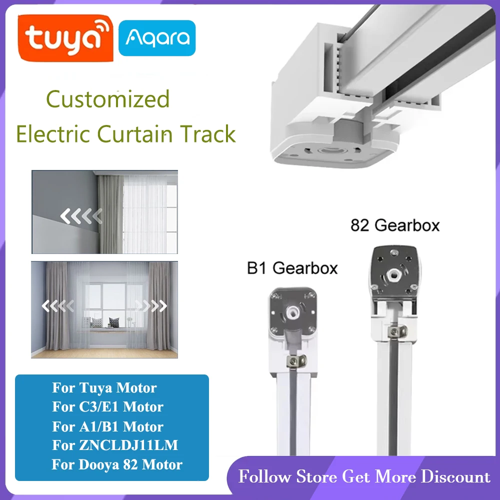 Customizable Electric Curtain Track Rail for Aqara C3 Dooya Tuya Wifi/Zigbee Smart Curtain Motor Smart Home Curtains Rod Cornice