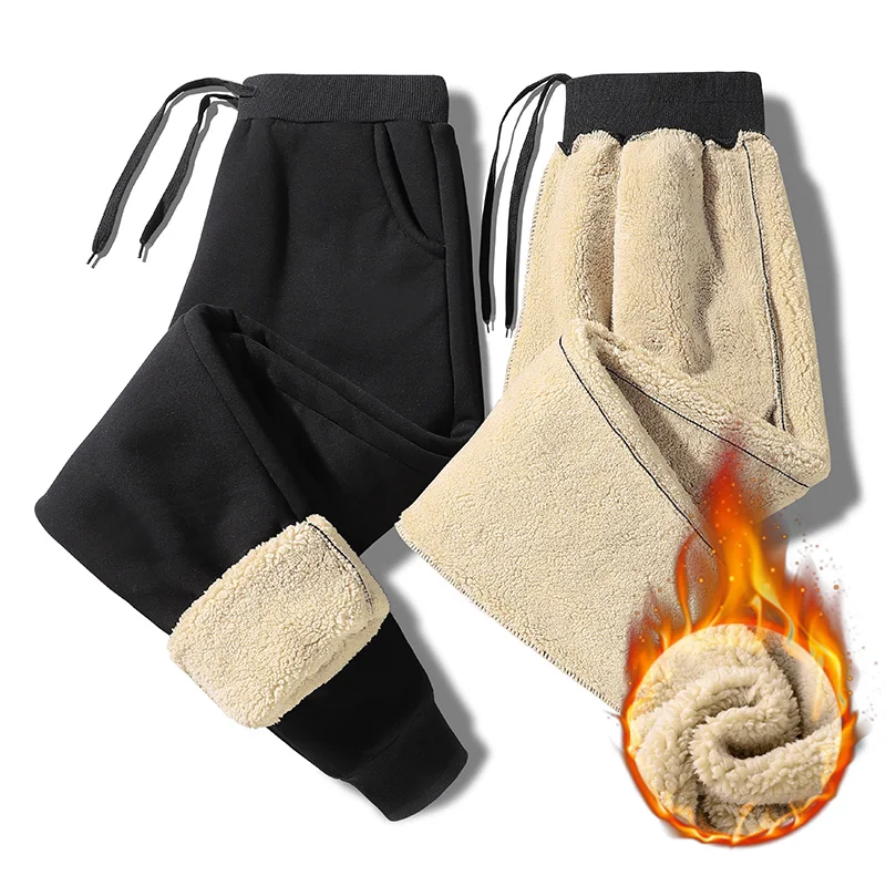 Pantalones de chándal de forro polar grueso con bolsillos y cremallera para hombre, Joggers cálidos, negro y gris, pantalones térmicos de otoño e invierno, 7XL