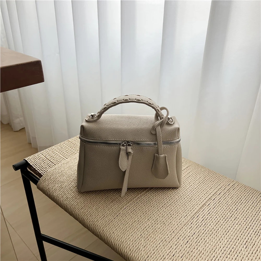 High Grade Lychee Pattern Pu Crossbody Bag for Women Korean Ins Chic Solid Color Handbags Square Commute Soft Shoulder Bags