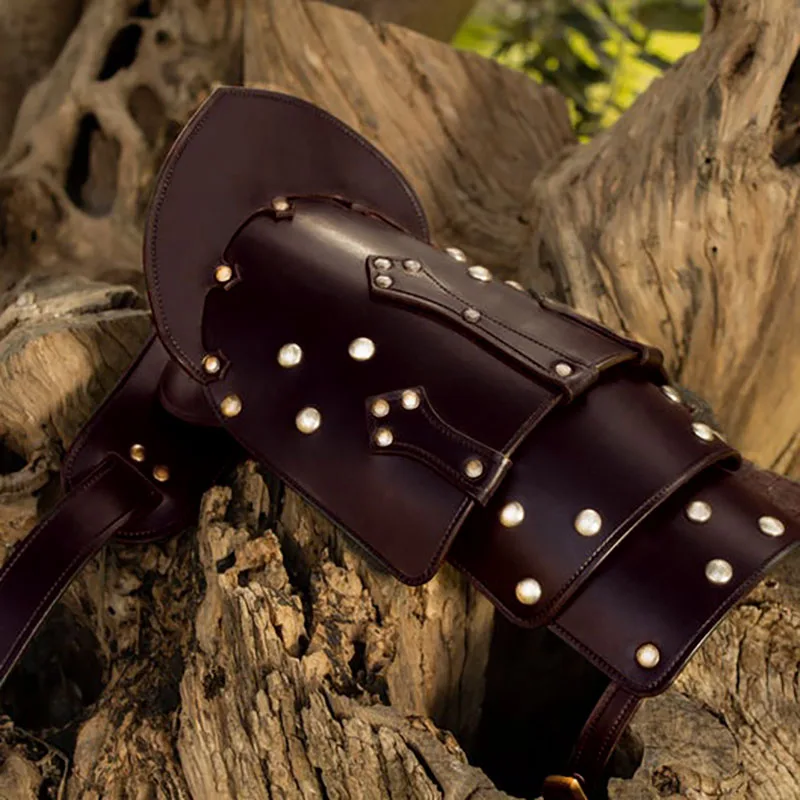 Medieval Viking Pirate Knight Shoulder Armor Gladiator Cosplay Costume Accessory Gothic Steampunk Leather Harness Belt Pauldrons