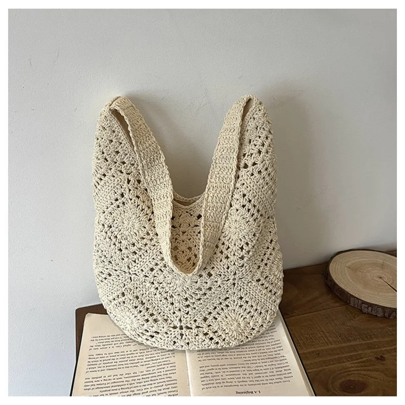 

Women's shoulder bag large capacity knitted hollow sunflower shoulder underarm bag fashion handbag