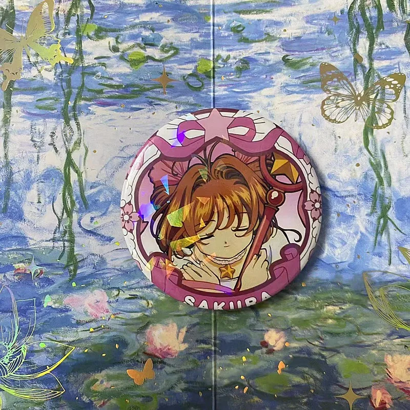 Anime Cardcaptor Sakura Pin for Backpacks 58mm Round Brooches Creative Cartoon Figure Badge Bag Accessories Jewelry Fans Gifts