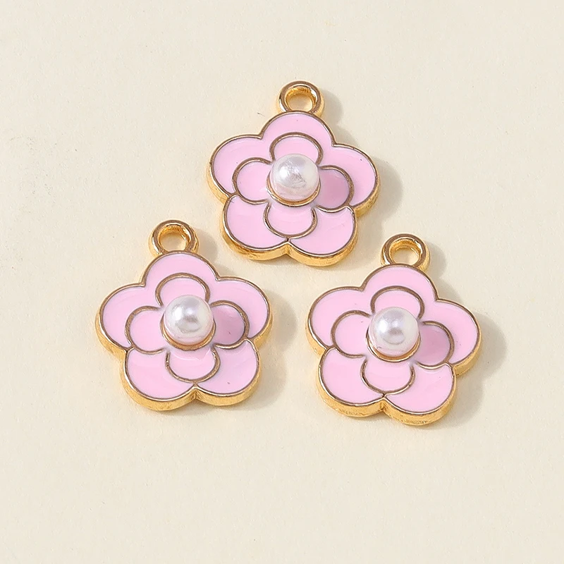 Duarte 20 Teile/los Nette Rosa Farbe Emaille Blume Charms Anhänger für Schmuck Machen DIY Ohrringe Halsketten Armbänder Zubehör – Detail 31
