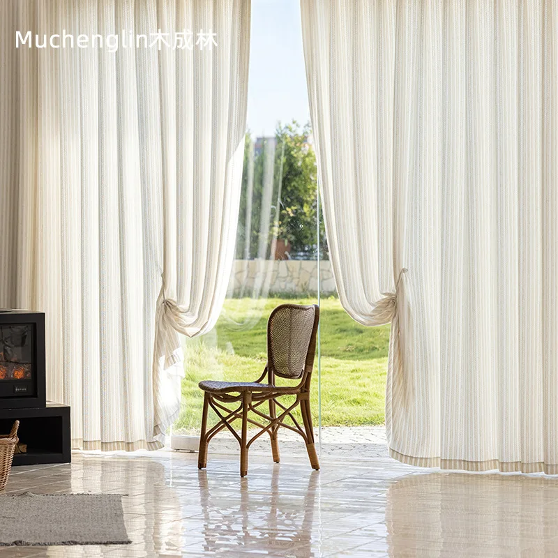 Luxury High-End Cotton-Linen Sheer Curtains for Living Rooms Balconies Lets Light Through But Keeps Privacy Custom Size
