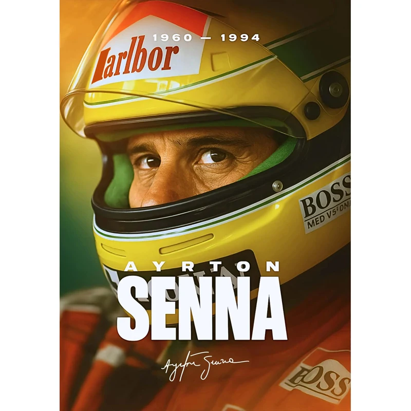 Famous Racer The Legend Lives On, Senna Classic Vintage Posters Sports Car Room Home Bar Cafe Decor Nordic Home Decor