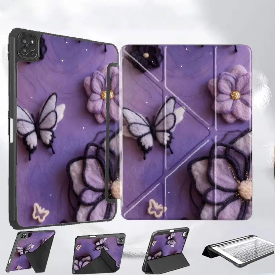 

Cute Butterfly Pattern Holder Cover Tablet Case For iPad Air 4 5 M3 M2 M4 11inch Pro 2025 Mini 6 7 Pro 11th 10th 9th 8th 7th