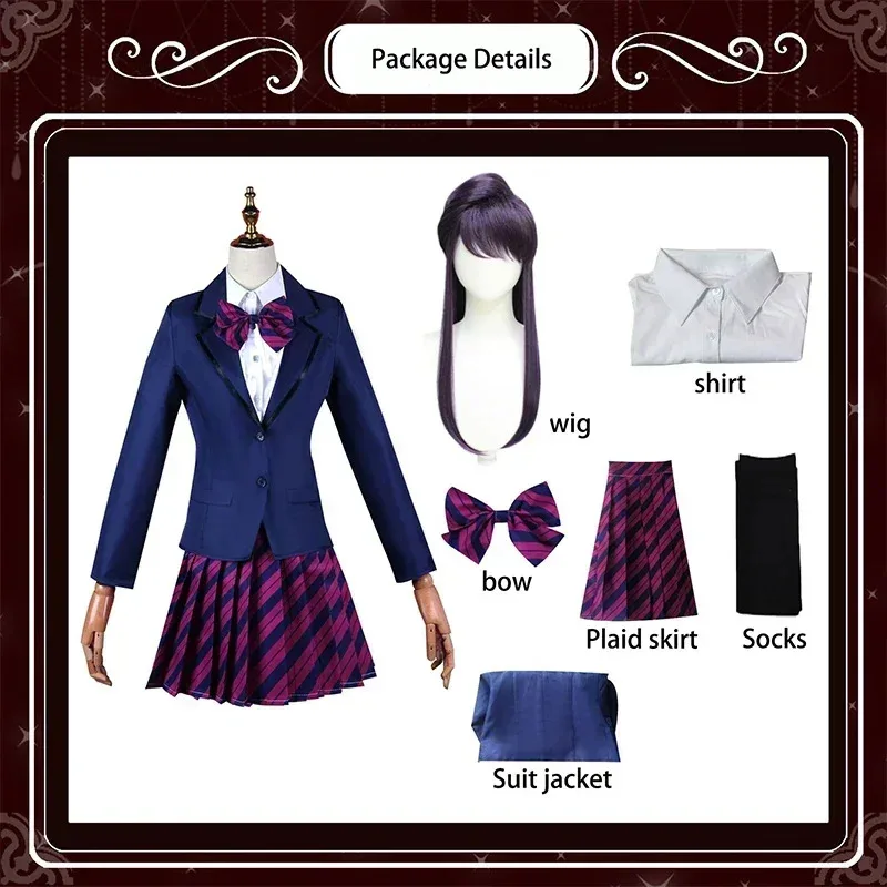 CyKomi Kan niet Communiceren Komi Shoko Osana Najimi Cosplay Kostuum Outfits Shirt Stropdas Korte Pruik Hals Vrouwen Anime Uniform Halloween