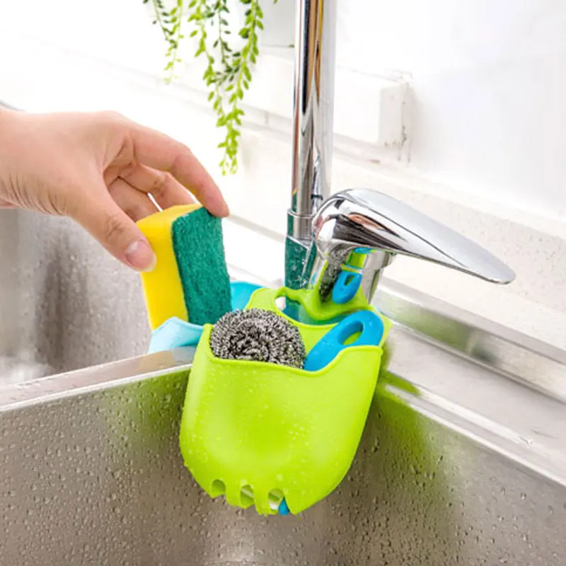 1pc Sink Shelf Soap Sponge Drain Rack Bathroom Holder Storage Suction Cup Kitchen Organizer Sink Kitchen Accessories Wash