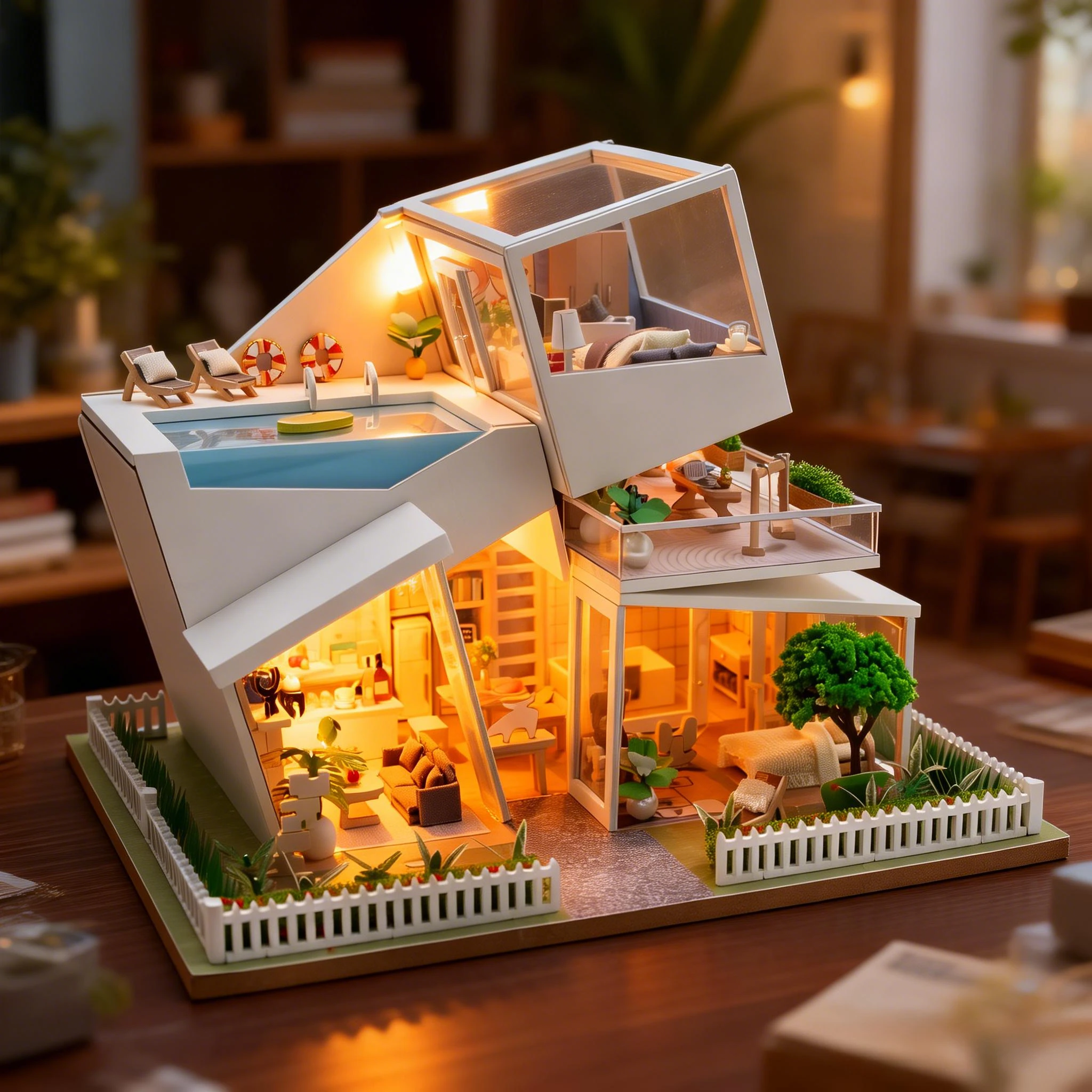DIY Wooden Sky Island Cottage Figurines Miniatures Kits Assembled Houses Casa for Friends Birthday Gifts Home Decor Crafts