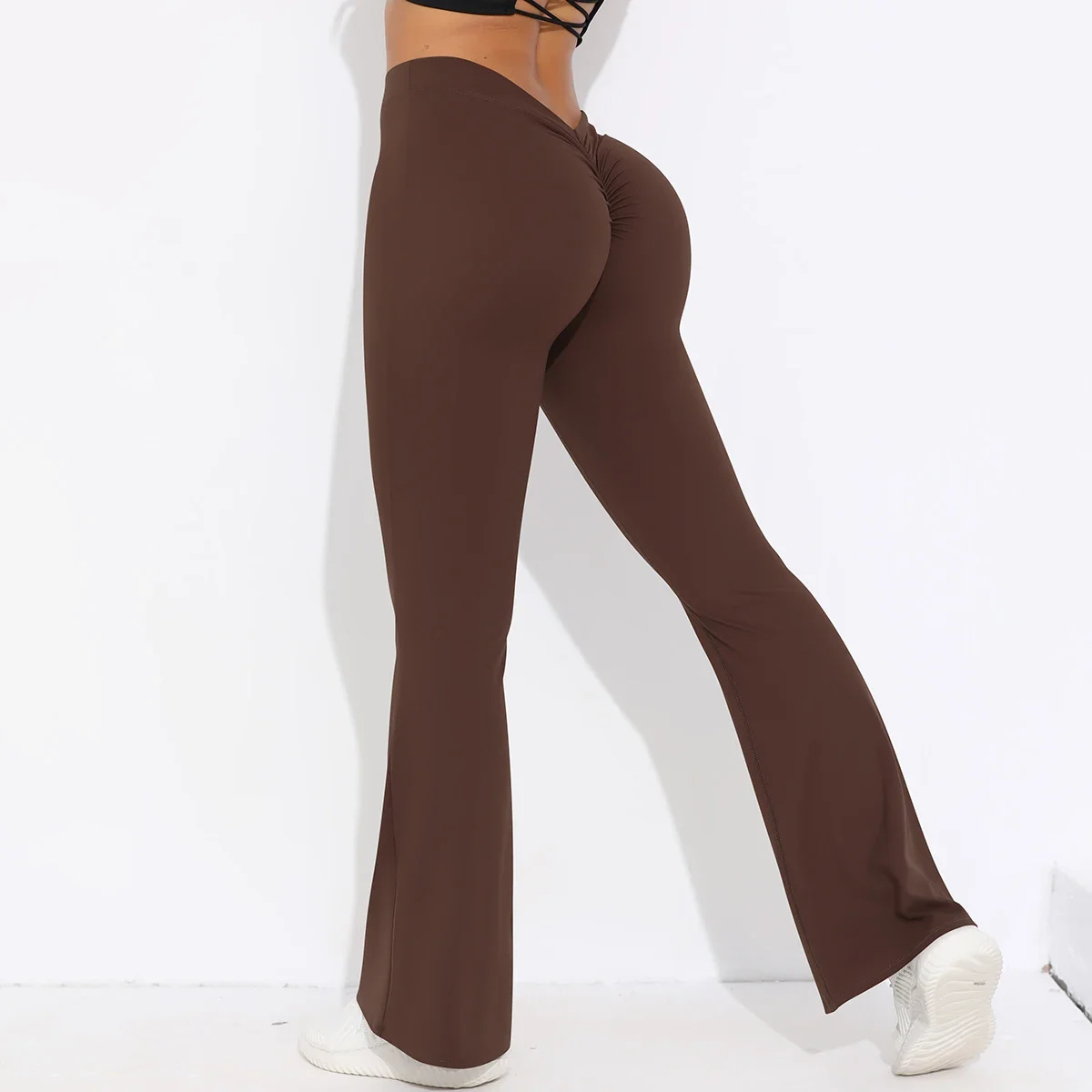 Leggings svasati da palestra con culo scrunch Leggings push up sexy con vita a V Leggings fianchi da donna Pantaloni da yoga con sensazione nuda Collant da allenamento