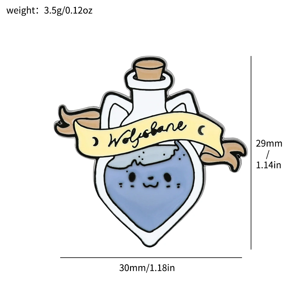 Мультяшная Волшебная брошь в виде зелья, металлический значок в виде бутылки с буквами, эмалированная булавка, булавка для лацкана для детей, милые ювелирные аксессуары