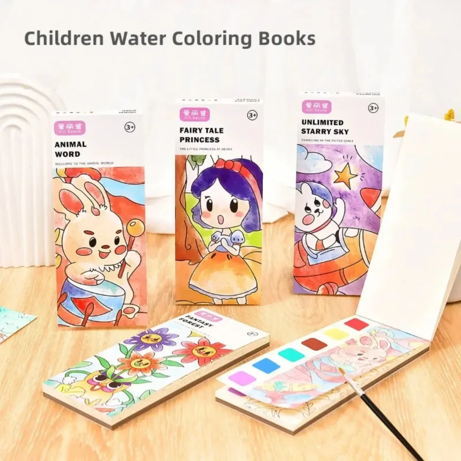 Children Portable Watercolor Painting Book 12pcs/Sets Kids Creative Water Color Pigment Brush Toys Graffiti Coloring Toys Gifts