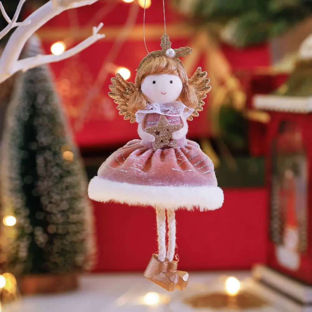 Christmas Feature Angel Wings Girl Pendant Fashionable Cute Skirt Doll Ornament Snowflake Angel Xmas Tree Pendant Dining Room