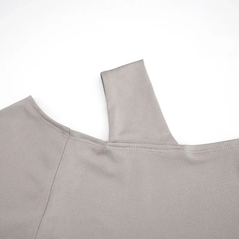 المرأة الصلبة عادية 2 قطعة مجموعة انحراف طوق قبالة الكتف Batwing كم طويل تي شيرت بلايز + مضيئة السراويل 2025 الخريف رياضية #5