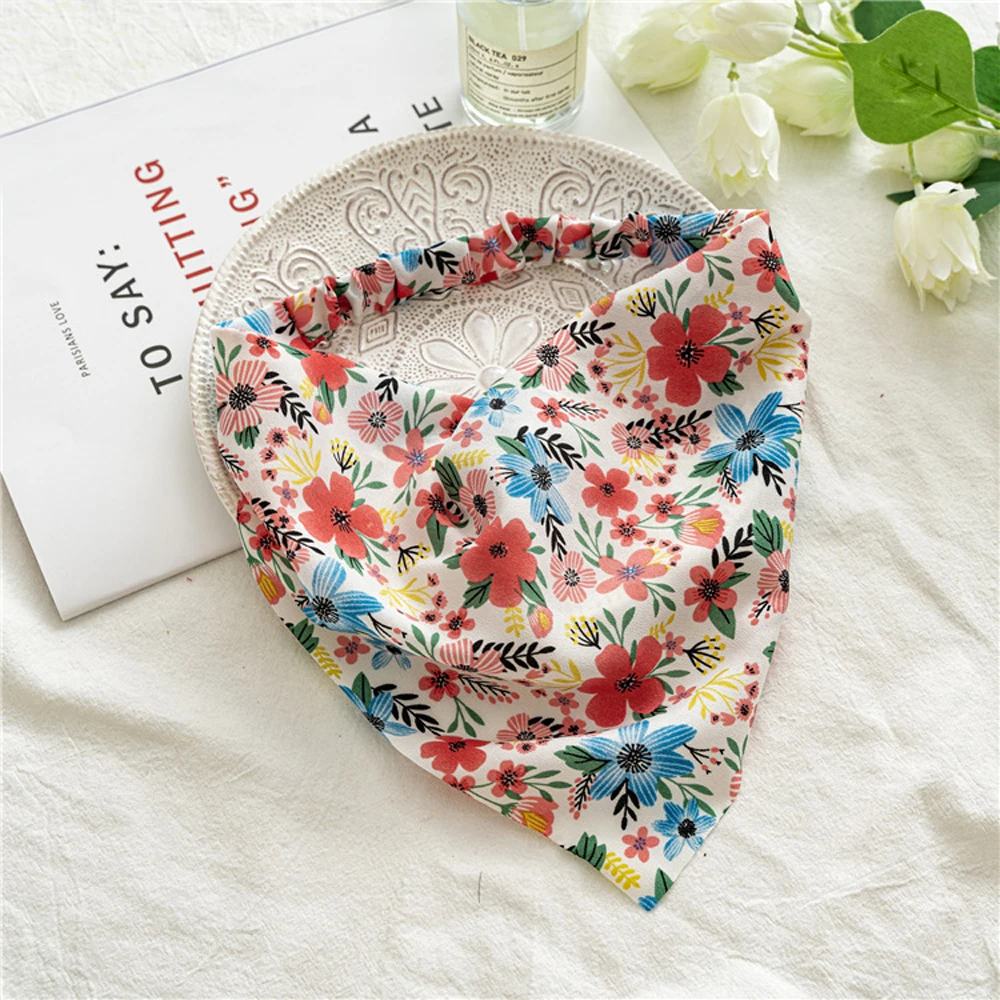 

Hair Band Vintage Flower Women Floral Hair Accessories Triangle Bandana Turban Headwrap Hair Scarf