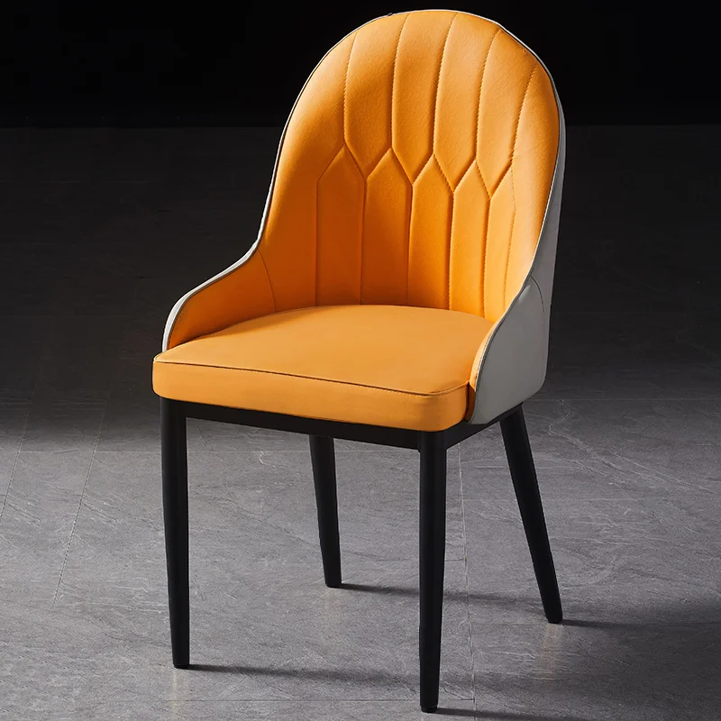 #Fashion Simple Milk Tea Nordic Large Restaurant Tables and Chairs Furniture  Iron Gilded Legs Firm Metal Dresser Chair