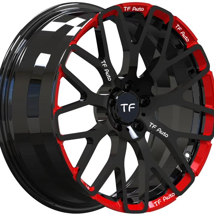 monoblock  forged  wheels  glossy  black  with  red line   for    benz  glb  g63