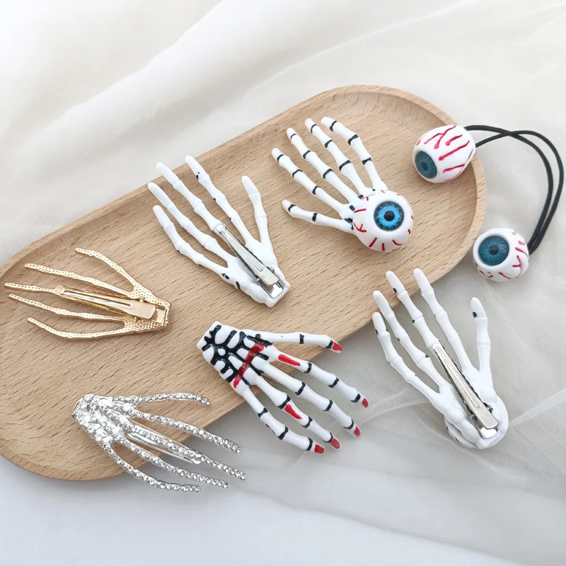 1/2Pcs Neue Kreative Schädel Hand Knochen Haarnadel Greifer Geist Skelett Haar Clips Haarspangen Knochen Klaue Haar Zubehör geschenk Haarspange