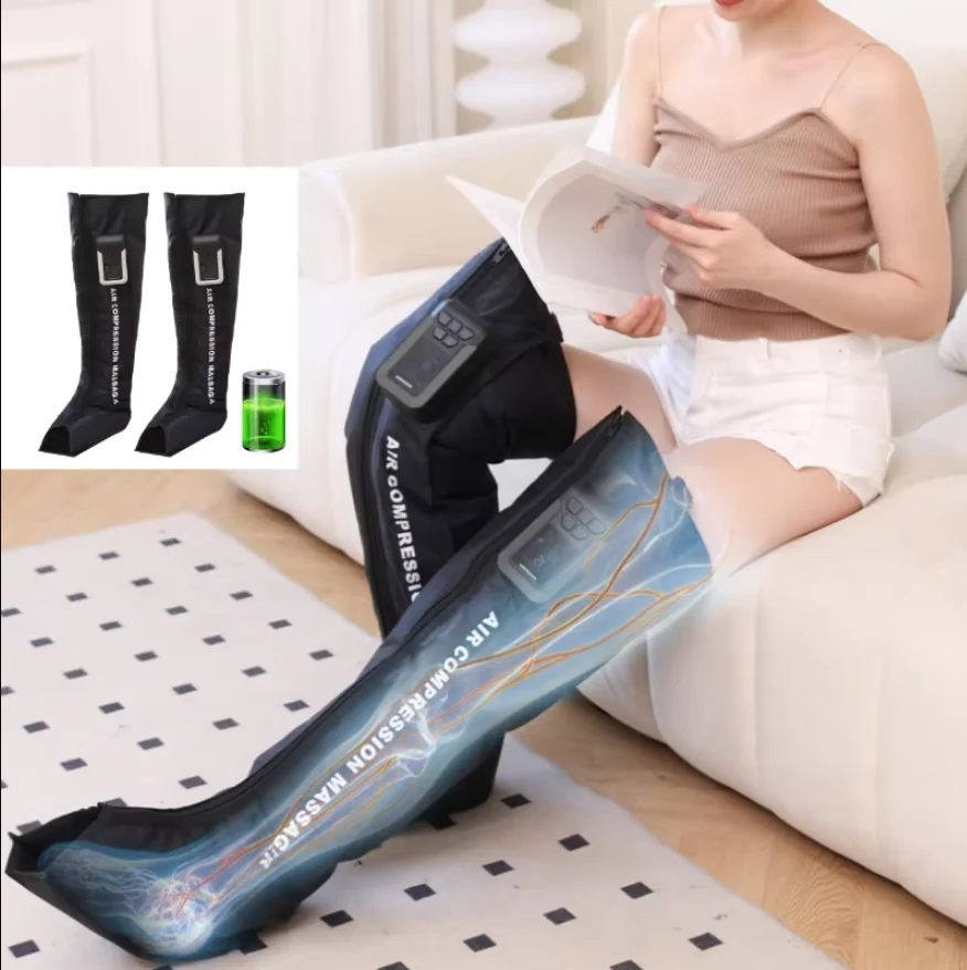 Air Compression Leg Massager Foot Calf Massage Boots Electric Leg Wrap with Multiple Pressure Mode Home Relaxation Care Portable