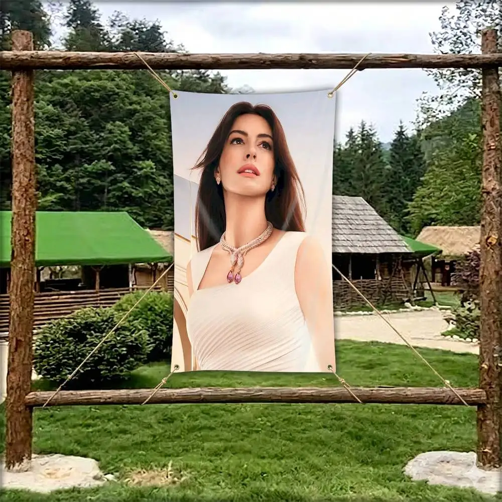 A-Anne Annie H-Hathaway Aesthetic  Flag Tapestry Banner for Bedroom Living Room Outdoor Camping Custom Supported