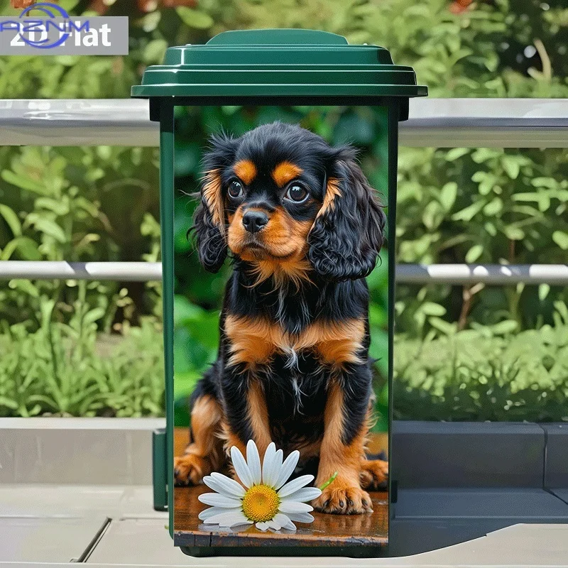 Self-Adhesive Trash Can Sticker Suitable for Walls & Trash Cans - Cute Dog & Decal, Traditional / Design Suitable for Plastic/