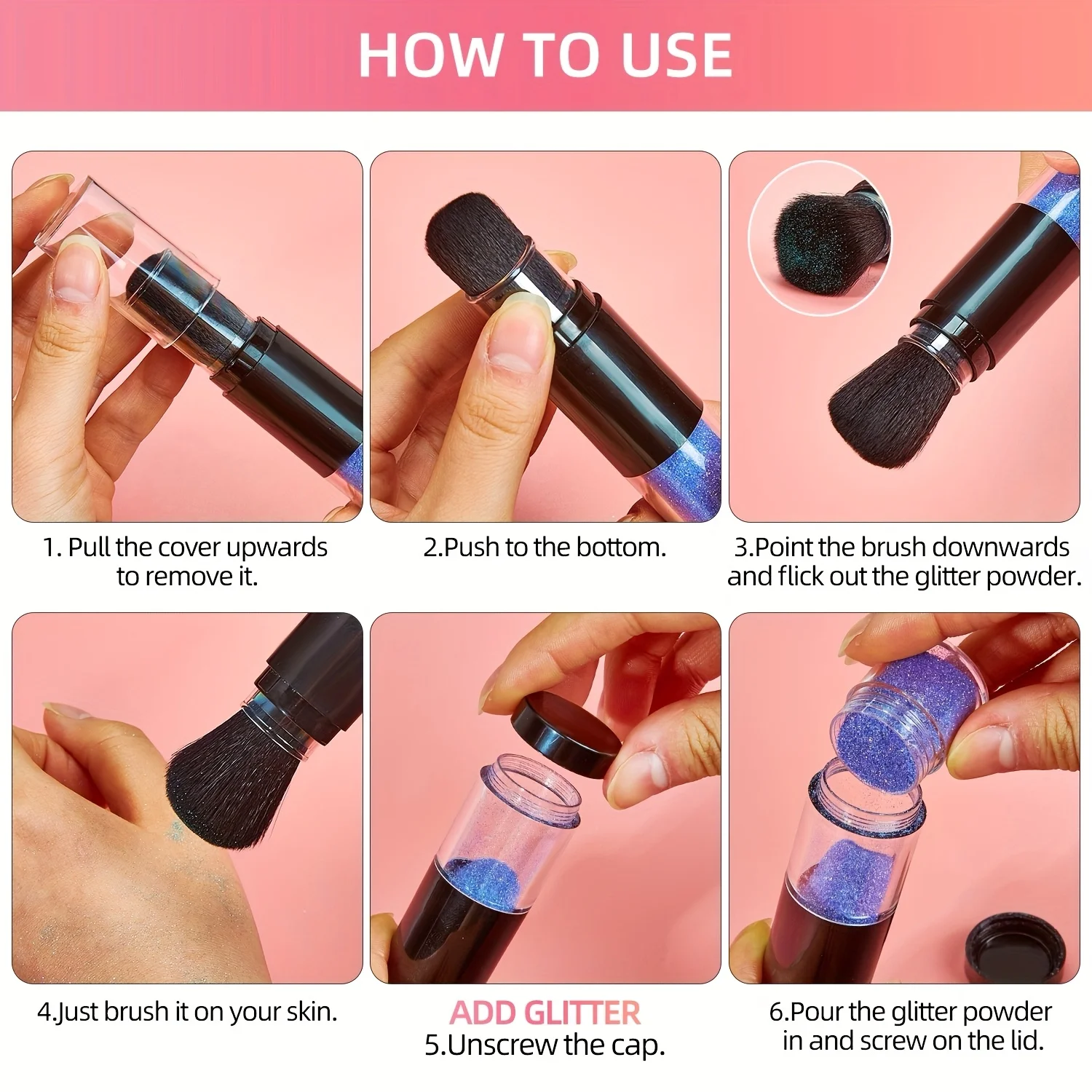 بودرة هايلايتر للجسم اللامعة مع مجموعة فرش تأتي مع عبوة، بودرة الجسم اللامعة شديدة اللمعان لجسم شعر الوجه