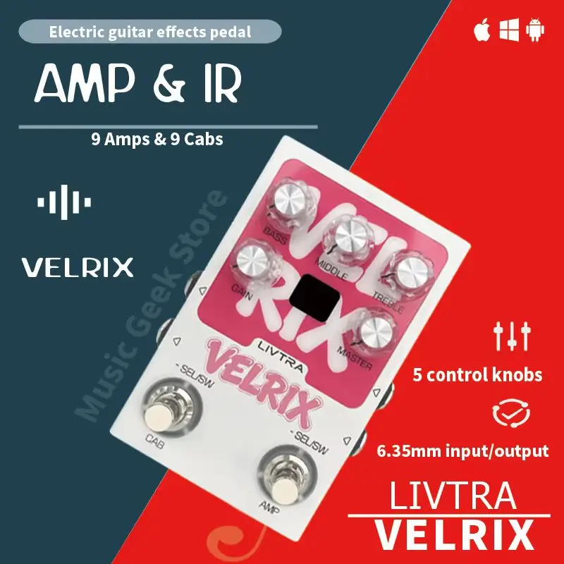 New Livtra Corven Stereo Delay Effect Pedal True Stereo I/O 9 Algorithms Tap Tempo Freeze Usb Recording Guitar Effects Pedal