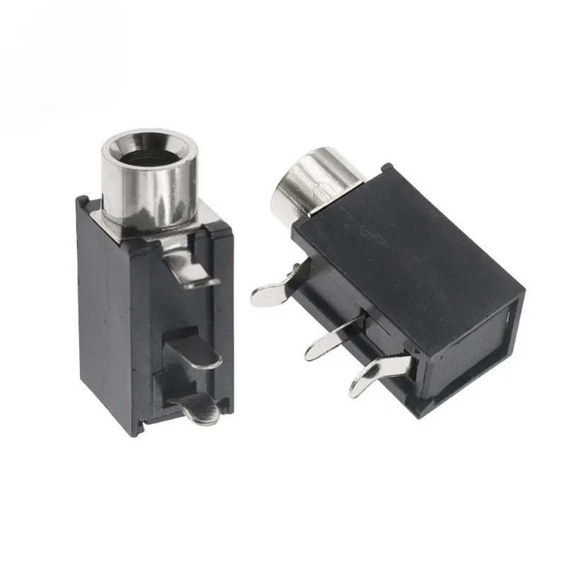 PJ-316 3.5mm Female Jack 3 Pin Connectors Audio Headphone Mono 3.5 mm Socket Terminals PCB Mount Connector Black PJ316