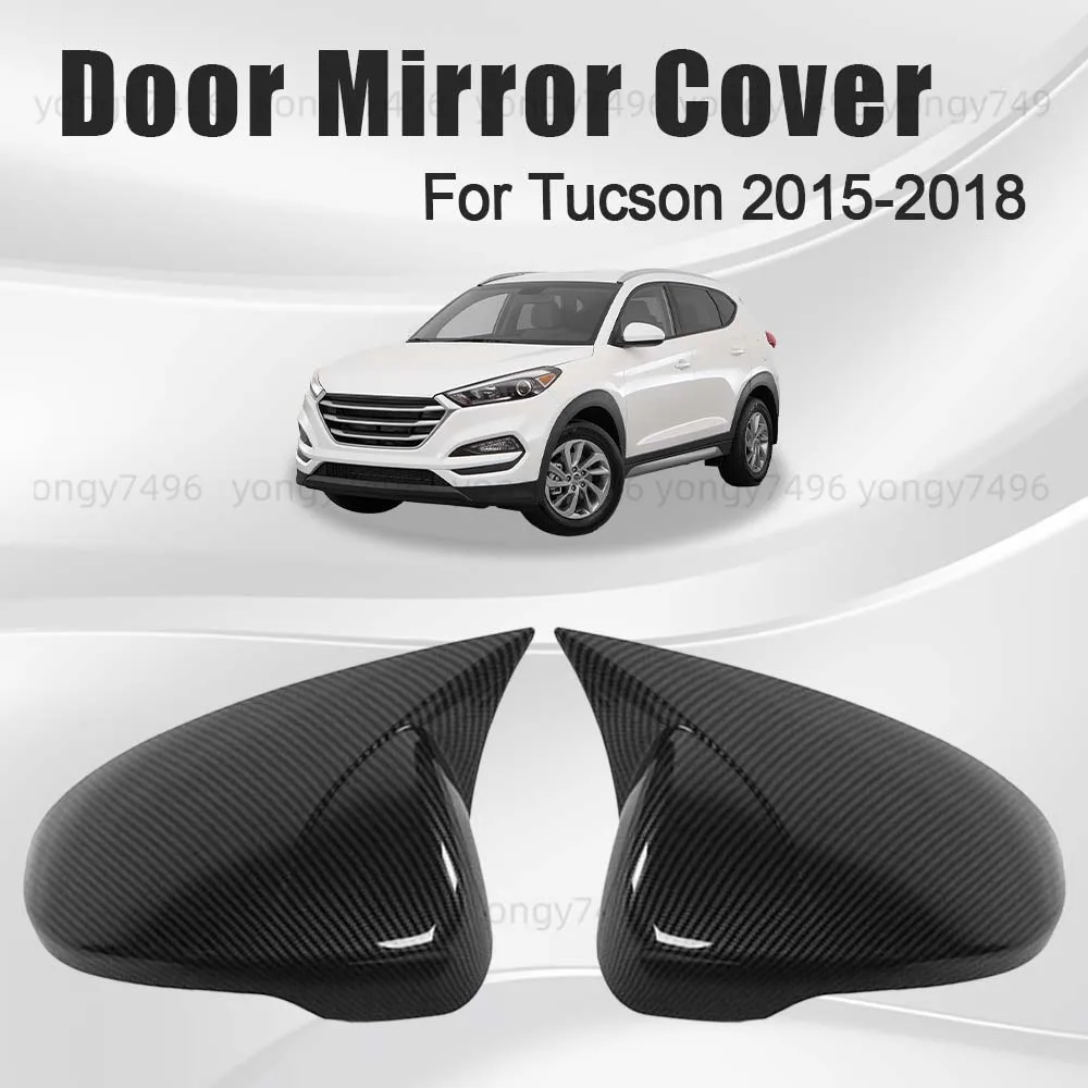 

Decoration Car Upgrade Door Mirror Cover For Tucson 2015 2016 2017 2018 Charred Black Carbon Fiber Car Rearview Accessories