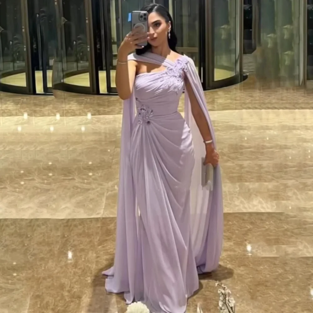 

Customized One Shoulder Evening Dress Satin Flower Gorgeous Prom Dresses Formal Occasion Sequins Ruched Party Gown Robe Soiree