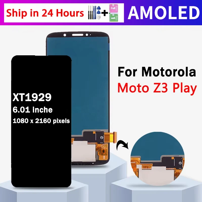 Super AMOLED For Motorola Moto Z3 Play LCD XT1929 Display Touch Screen Digitizer Assembly Replacement For Moto Z3Play Display