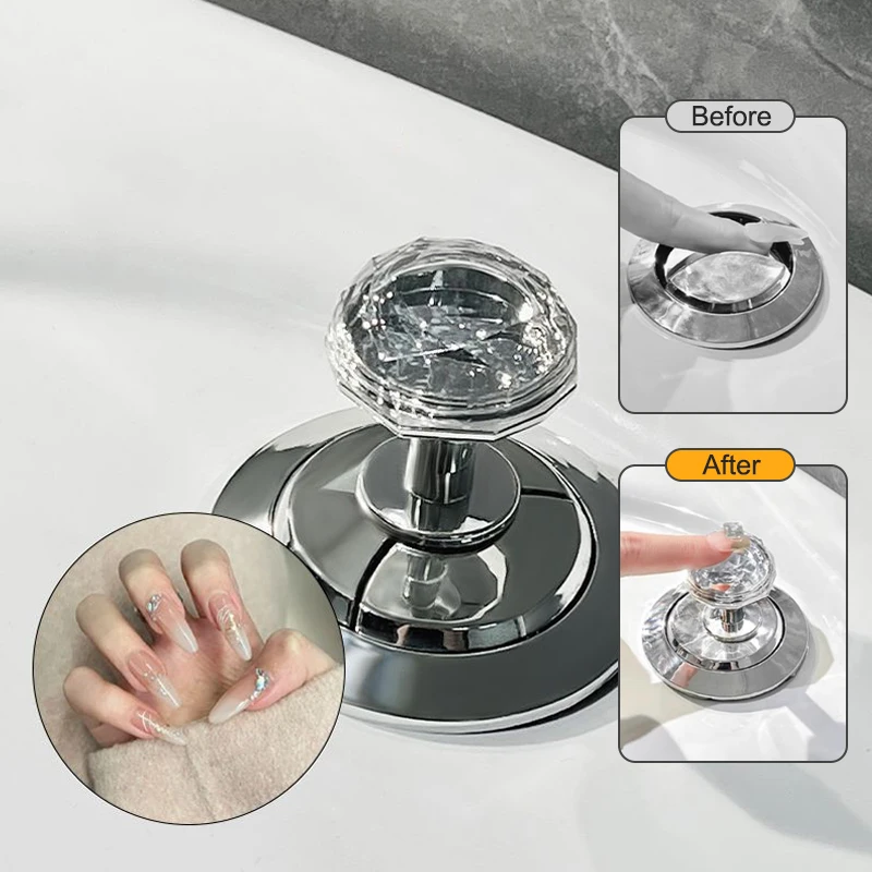 Diamante WC Pressione O Botão, Interruptor De Tanque De Água, Nail Art Assistente, Armário, Porta, Punho Da Gaveta, 1Pc