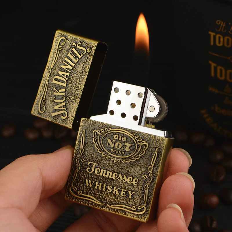 

Vintage Bronze Metal Gas Lighter, Flint Wheel Cigarette Lighter, Bong Best Gift Men's Gadgets, Men's Gifts Torch Lighter