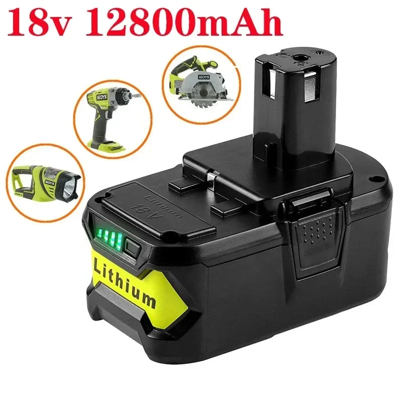 100%New High Capacity 18V 12800mAh Li-Ion For Ryobi Hot P108 RB18L40 Rechargeable Battery Pack Power Tool Battery Ryobi ONE