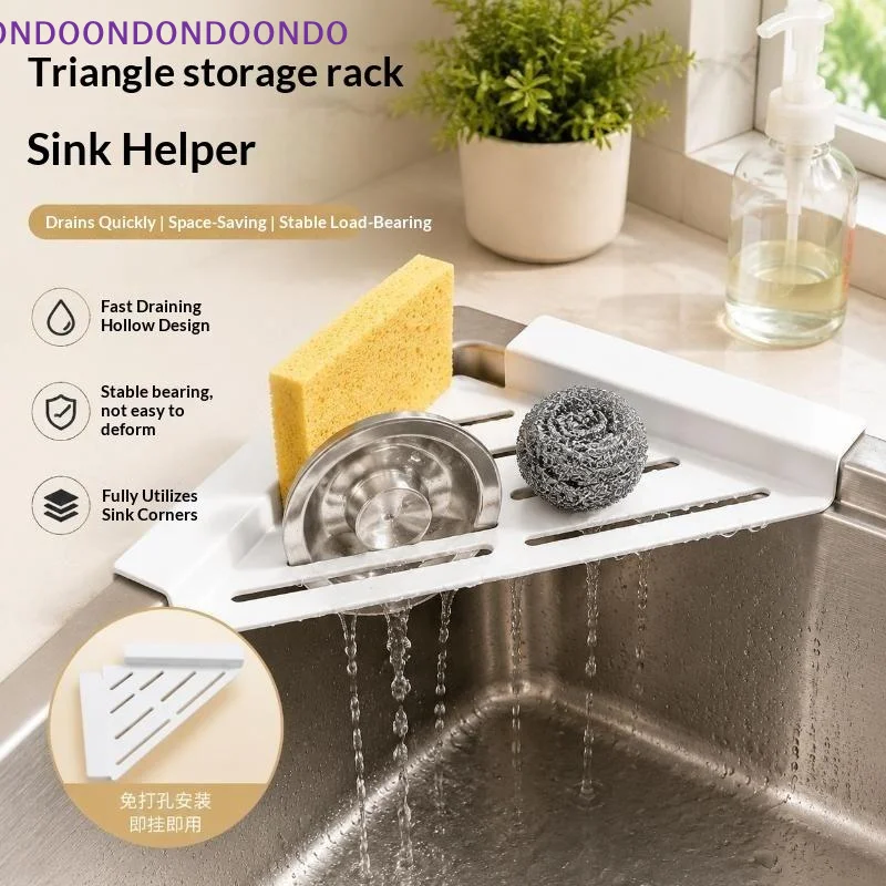 Kitchen Sink Corner Storage Rack With Quick Drainage Space Saving Design For Kitchen Sponges Scrubbers Use