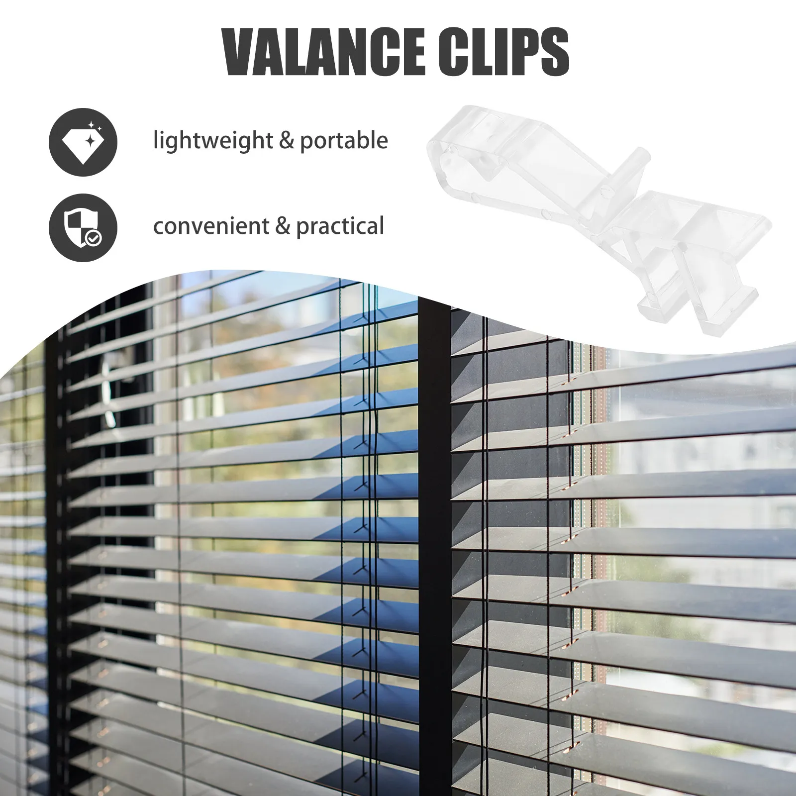 20Pcs Plastic Blind Valance Clips Replacement Clips for Vertical Blinds Transparent Curtain Accessories Home Office Use