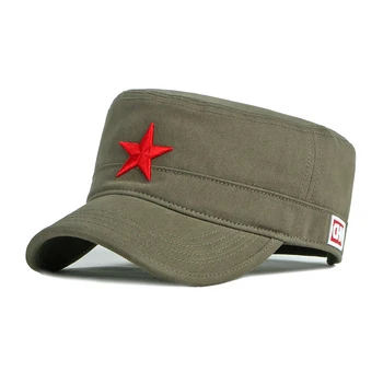Cappello da baseball piatto primaverile per uomo Berretto da papà con ricamo pentagramma 3D Cappello piatto da baseball con stella rossa Visiera per abbigliamento quotidiano maschile Berretto da sole per esterni