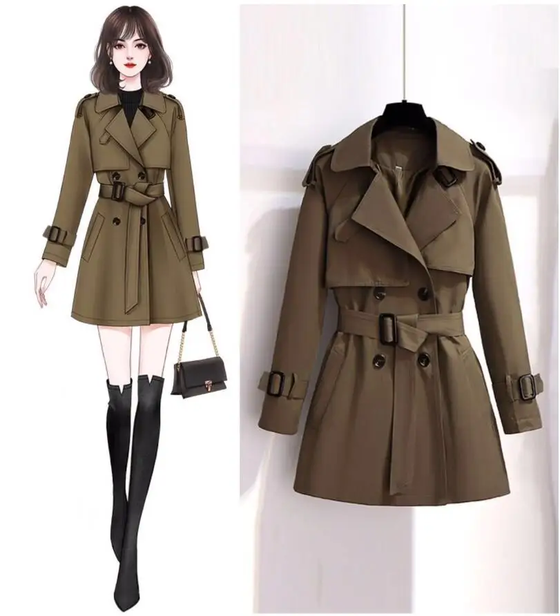 여성 봄 가을 재킷 코트 신상 한국 우아한 여성 윈드브레이커 더블 브레스티드 스트릿웨어 트렌치 여성 아우터