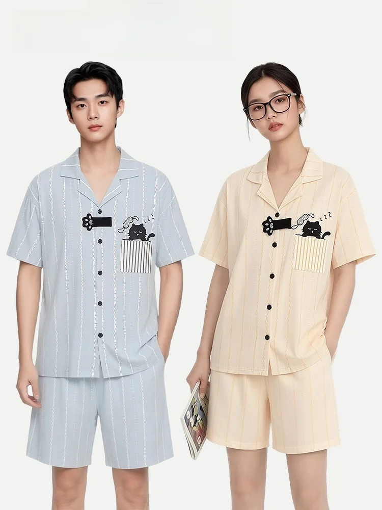 Couple's Sleepwear Modal Cotton  Paw Summer Short Sleeve Cool Feeling Wearable Home Clothes Comfortable Loose Fit Home Style