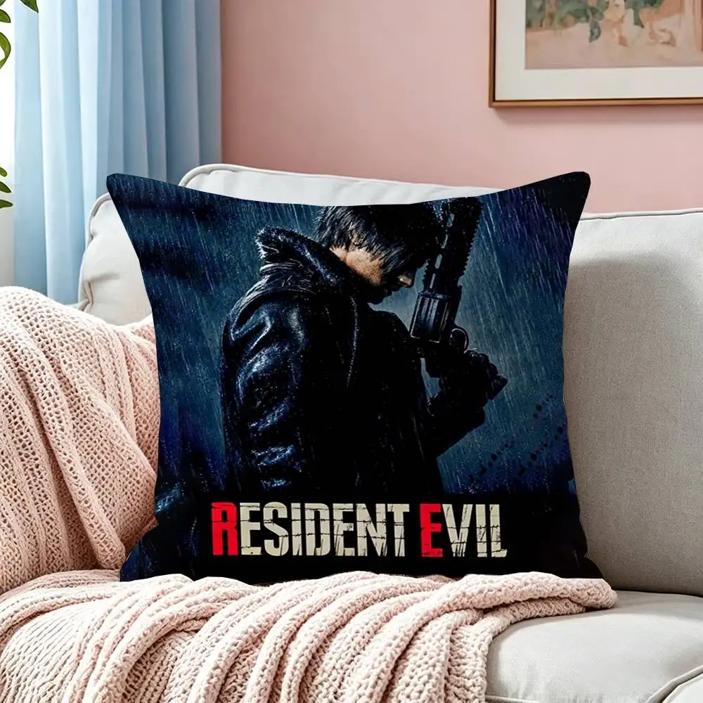 game Resident Evil Requiem Leon Pillow Case Square Double-Sided Sofa Cushion Cover Bedroom Bedside Pillow