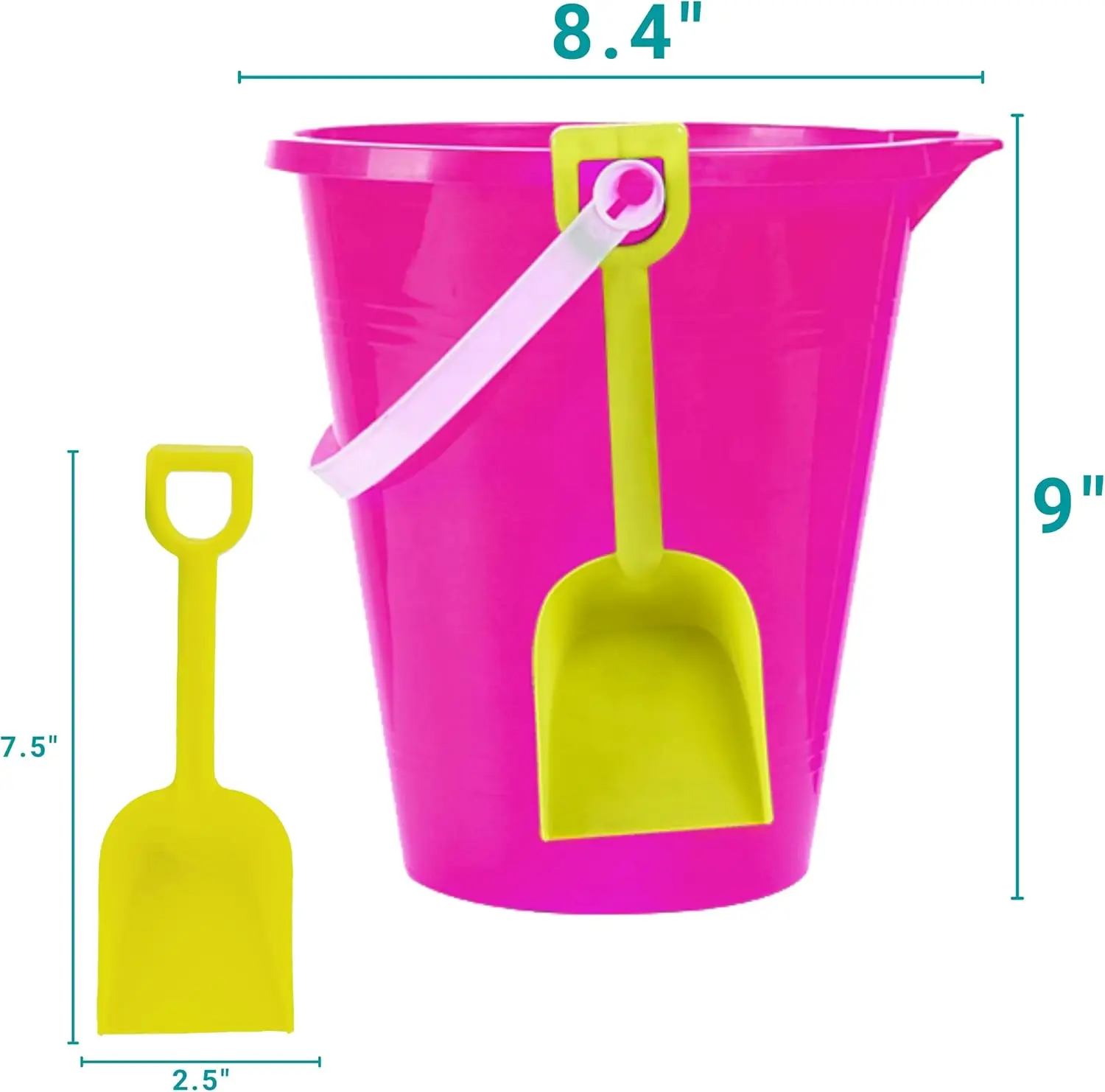 9" Large Sand Bucket with Shovel [12 Pack Bulk] Beach Buckets - Beach Toys for Kids & Toddlers, Party Favors Holders, Easter Bas