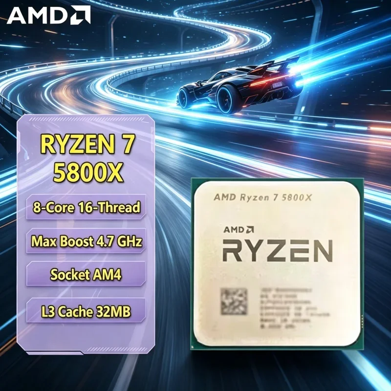 AMD Ryzen 7 5800X R7 5800X 8-Core 16-Thread 4.7GHz Boost Unlocked AM4 105W Desktop Processor No Cooler