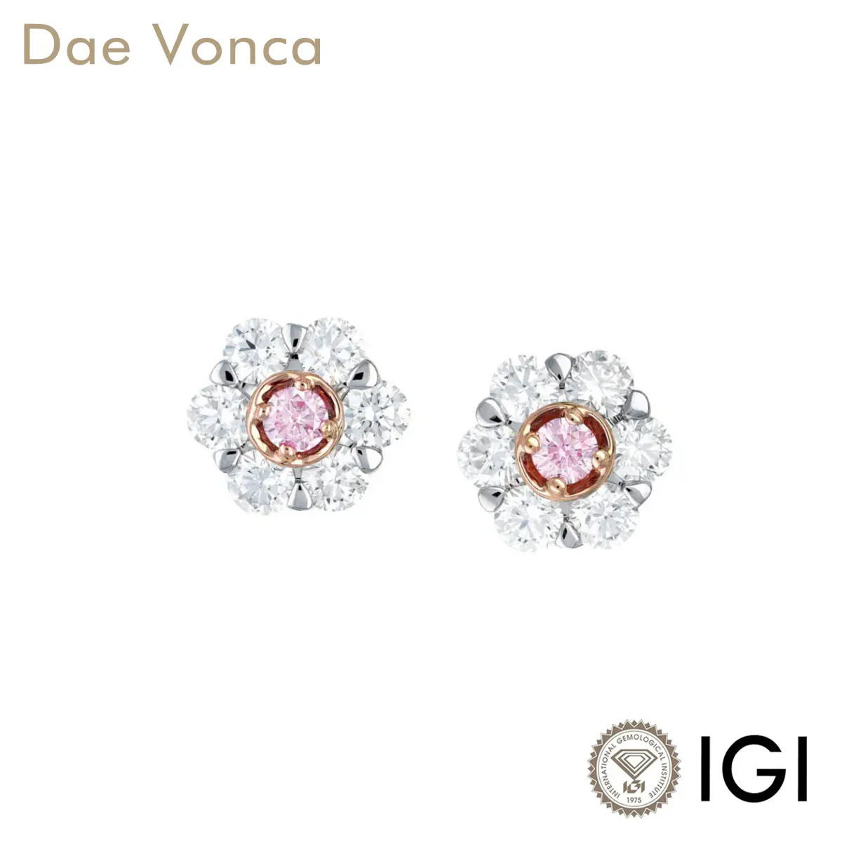 

PT950/14K/18K White & Rose Gold Halo Diamond Earrings Fancy Pink Lab Grown Diamond VS+ Clarity Elegant Diamond Stud
