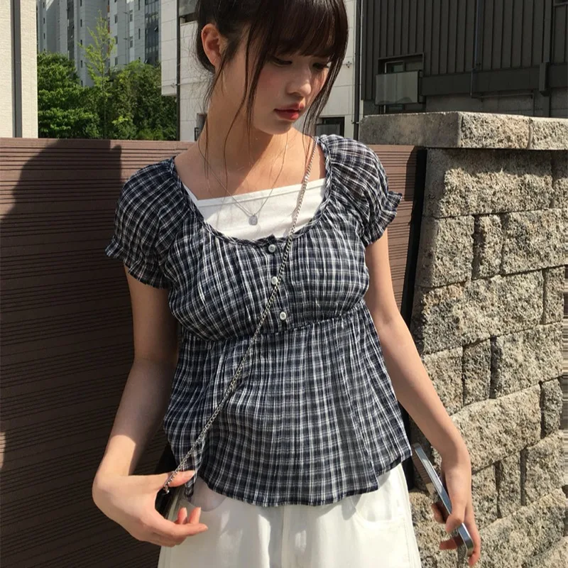 

Женская кукла-пузырь Sweet Girl Bubble Sve irt Dongda, лето 2023, новинка Sle Cheered ort Sve Tea Bubble Doll Top Faion Trend