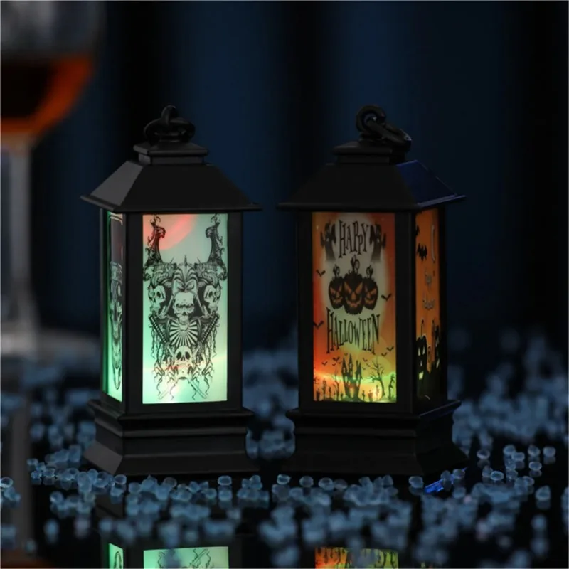 Halloween Portable Lanterns Small Halloween Lanterns Decorations LED Bat Pumpkin Skull Lamp For Indoor Outdoor Garden Tree