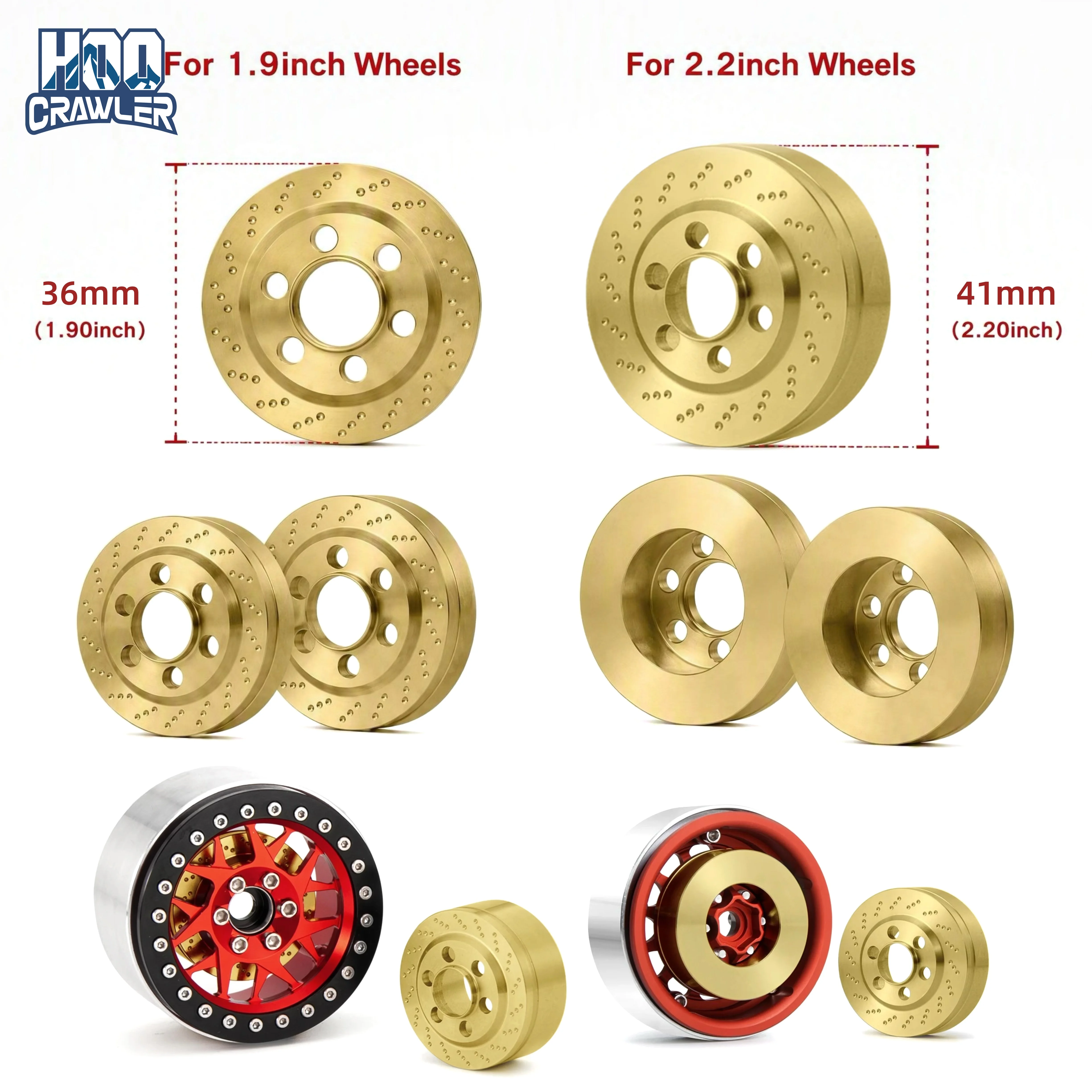 4pcs Brass Internal Counterweight Balance Weight for RC  Car 1.9 2.2 inch Wheel Rim TRX4 Axial SCX10 Wraith Accessories