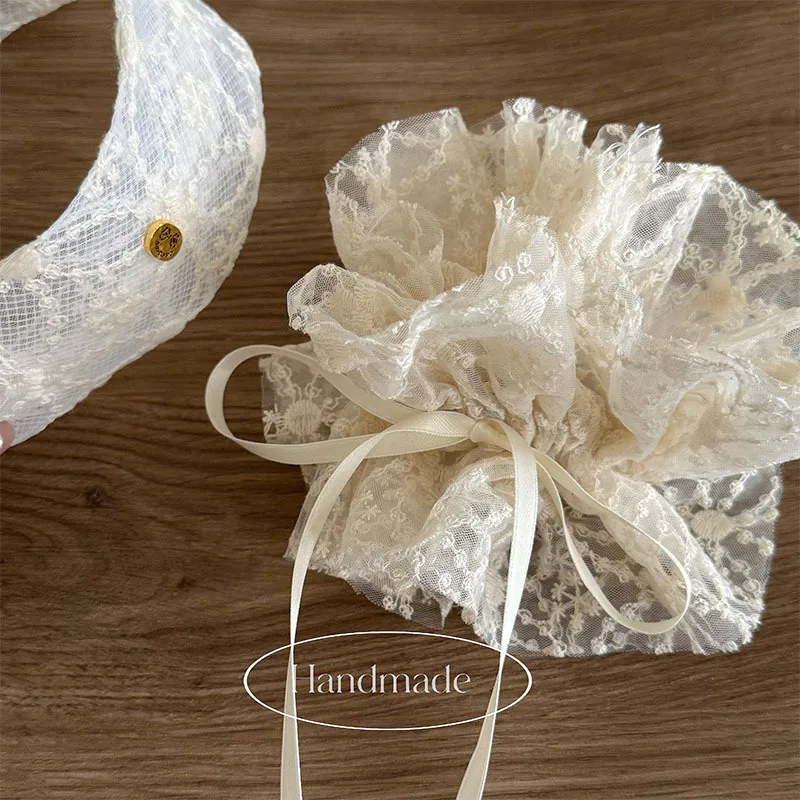 

Ribbon Bow Hair Scrunchies Women Girls Elastic Hair Rubber Bands Ties Sweet Ponytail Holder Mesh Organza Long Tassels Rope Rings