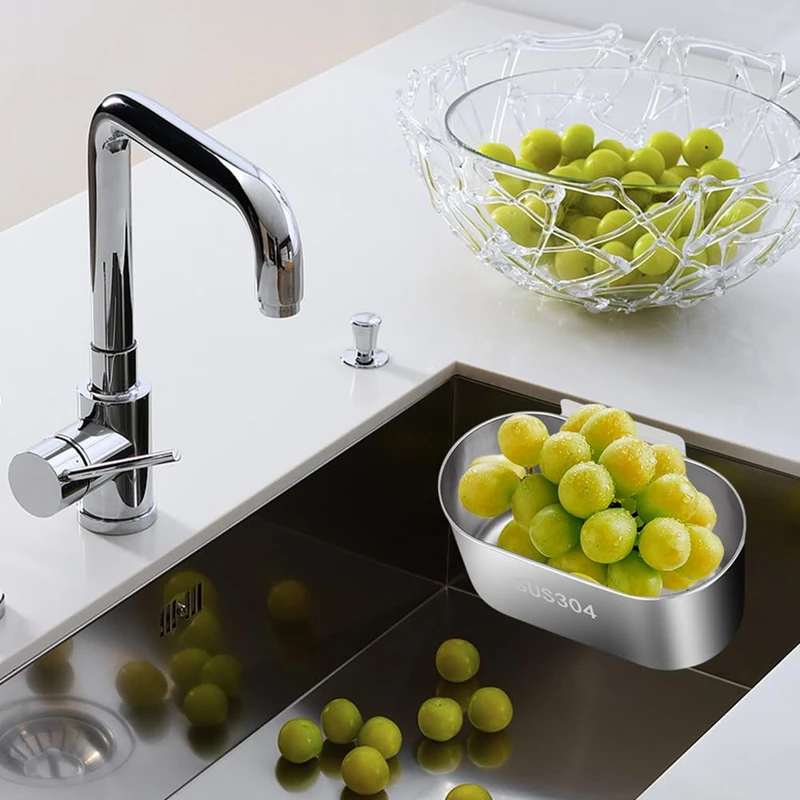Stainless Steel Drain Basket,Sink Organiser,Stainless Steel Sink Filter Tray,Filter Basket,Drain Rack,Soap Box Organiser