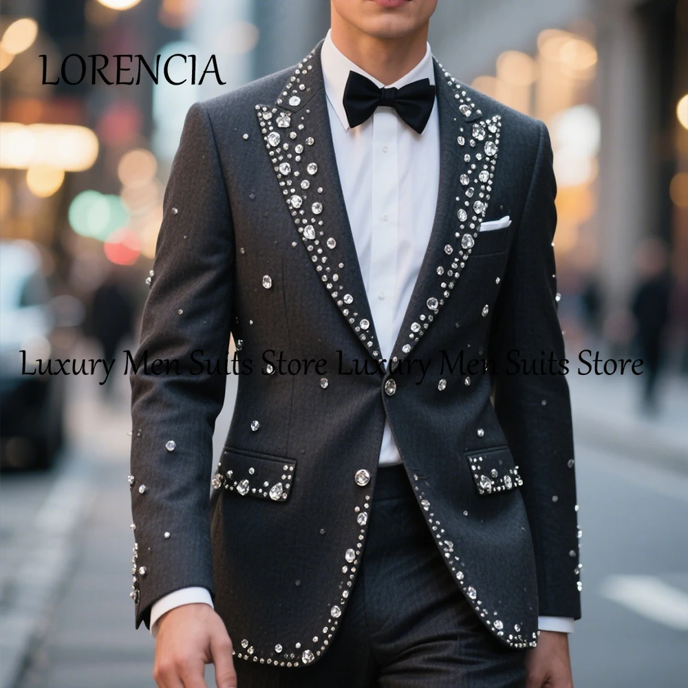 

Simple Jewelry Suits for Men 2 Pieces Luxury 2025 Tuxedos Wedding Outfit Customized Blazer Pants Men's Clothing costumes homme