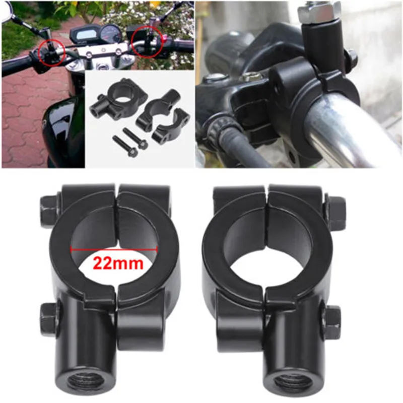 

1pcs 8mm 10mm 7/8" Black Aluminum Motorcycle Rearview Handlebar Mirror Mount Holder Adapter Clamp Base Universal